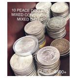 (10) Silver Peace Dollars - Mixed