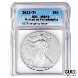 2021-P Silver Eagle ICG MS69 Emergency Issue