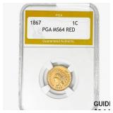 1867 Indian Head Cent PGA MS64 RED