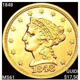 1848 $2.50 Gold Quarter Eagle UNCIRCULATED