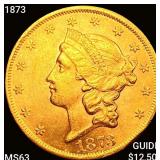 1873 $20 Gold Double Eagle CHOICE BU