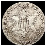 1858 Silver Three Cent NICELY CIRCULATED