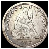 1876-CC Seated Liberty Quarter LIGHTLY CIRCULATED