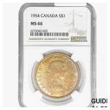1954 .6oz. Silver Canada Dollar NGC MS66