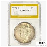 1923-D Silver Peace Dollar PGA MS67+