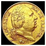 1818-W France Gold 20 Francs 0.1867oz NEARLY
