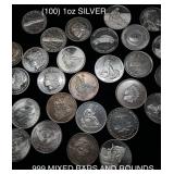 (100) 1oz .999 Silver Bars/Rounds