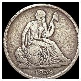 1838 No Stars Seated Liberty Dime LIGHTLY