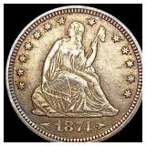 1874 Arrows Seated Liberty Quarter CLOSELY