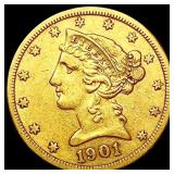 1901-S $5 Gold Half Eagle CLOSELY UNCIRCULATED