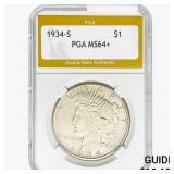 1934-S Silver Peace Dollar PGA MS64+