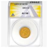 1863 Indian Head Cent ANACS AU58