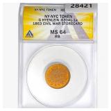 1863 NY Token Civ. W. Storecard 630AL-1a ANACS