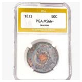 1833 Capped Bust Half Dollar PGA MS66+ Monster