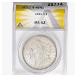 1921-D Morgan Silver Dollar ANACS MS63