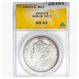 1902-O Morgan Silver Dollar ANACS MS63 VAM-26 Die