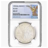 1995Mo 1oz. Silver Mexicanos Onza NGC MS67