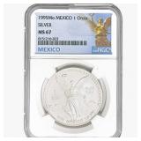 1995Mo 1oz. Silver Mexicanos Onza NGC MS67