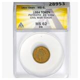 - Token Patriotic 49/343a Civ. War ANACS MS62 RB