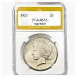 1921 Silver Peace Dollar PGA MS65 HR