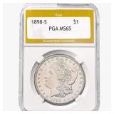 1898-S Morgan Silver Dollar PGA MS65