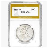 1858-O Seated Liberty Half Dollar PGA MS61