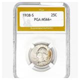 1938-S Washington Silver Quarter PGA MS66+