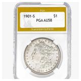 1901-S Morgan Silver Dollar PGA AU58