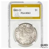 1883-CC Morgan Silver Dollar PGA MS63