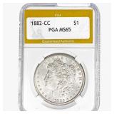 1882-CC Morgan Silver Dollar PGA MS65