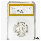 1929 Standing Liberty Quarter PGA MS63+ 50% FH