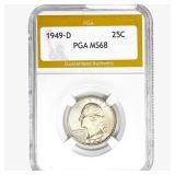 1949-D Washington Silver Quarter PGA MS68