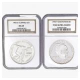 [2] 1983-S & 1990-P S$1 Olympics/Eisenhower NGC