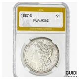 1887-S Morgan Silver Dollar PGA MS62