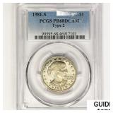 1981-S SBA Dollar PCGS PR68 DCAM, Ty 2