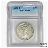 1943-D Walking Liberty Half Dollar ICG MS64