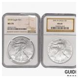 [2] 2006 & 2018 Silver Eagle NGC MS69/70