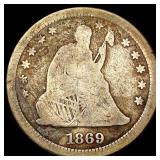 1869 Seated Liberty Quarter NICELY CIRCULATED