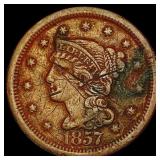 1857 Braided Hair Large Cent NICELY CIRCULATED