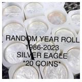 1986-2023 Silver Eagle Roll RANDOM YEAR Gem BU