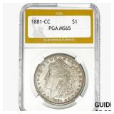 1881-CC Morgan Silver Dollar PGA MS65