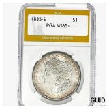 1885-S Morgan Silver Dollar PGA MS65+