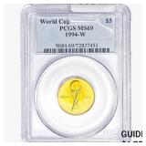 1994-W 1/4oz Gold $5 World Cup PCGS MS69