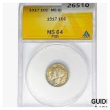 1917 Mercury Silver Dime ANACS MS64 FSB