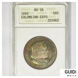 1892 Columbian Expo Half Dollar ANACS AU58