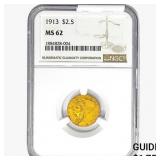 1913 $2.50 Gold Quarter Eagle NGC MS62