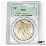 1881 Morgan Silver Dollar PCGS MS63