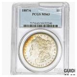 1887/6 Morgan Silver Dollar PCGS MS63