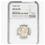 1943-S Jefferson Nickel NGC MS66 5FS