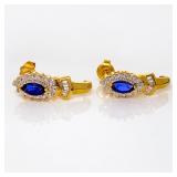 10k yg Diamond & Sapphire Earrings